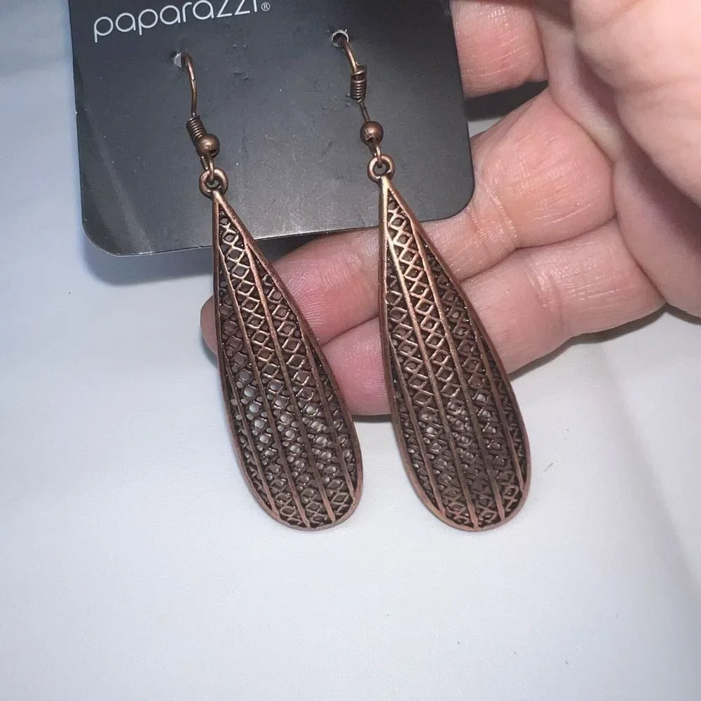 Paparazzi Copper Weave Oval Drop Earrings